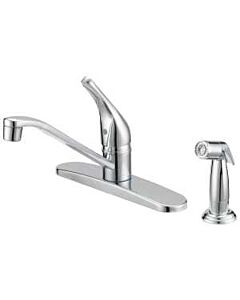 Kitchen Faucet Single Handle with Spray 4hole Chrome Finish