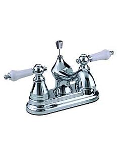 Bathroom Faucet 2 Lever White Handle Non Metal Chrome Plated Finish 
