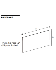 Back Panel - White Shaker - 96"W x 36"H x 1/2"D