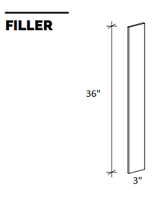 3" Filler Strip - White Shaker - 3"W x 36"H x 3/4"D