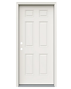 Steel Door 32" Right Hand Inswing Vinyl Clad, 6-5/8" Frame, 6 Panel