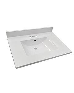 Integrated Cultured Marble Recessed Rectangle Sink 37" x 22" White