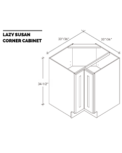33" Lazy Susan Base Corner Cabinet - White Shaker - 33"W x 34.5"H x 24"D