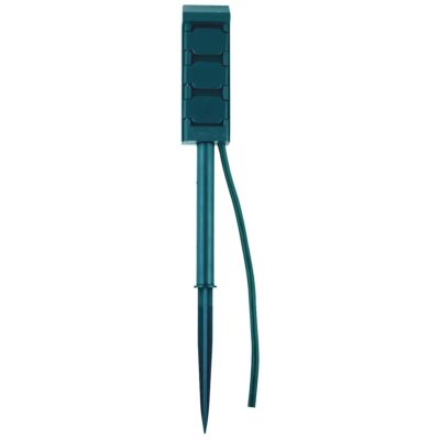 Outdoor Mini Power Stake – Grounded 3 Outlet – Green