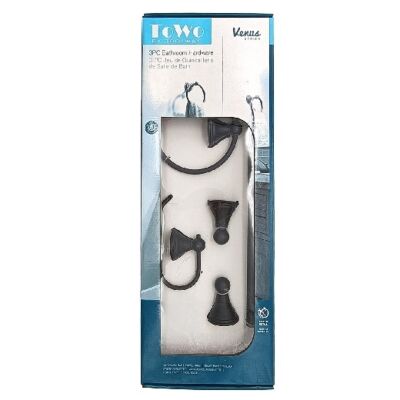 3PC Venus Bathroom Hardware Set Wall Mount Black