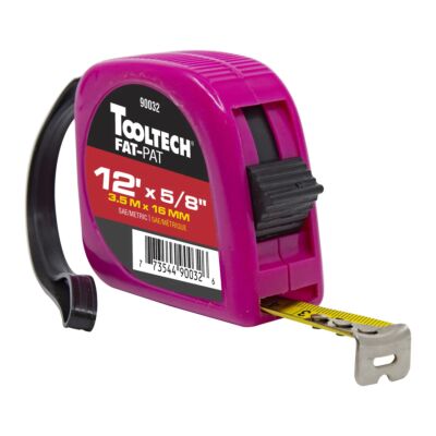 12' Tape Measure – 3.5 m x 5/8" – Metric/Imperial – Pink