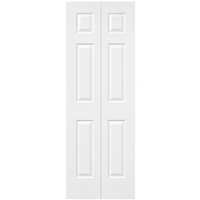 28" Colonial 6-Panel Textured Bifold Door – Primed White