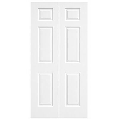 30" Colonial 6-Panel Textured Bifold Door – Primed White