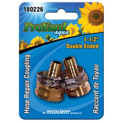 Brass Hose Coupling – 1/2" Female x 1/2" Male – Stainless Steel Clamp – 2 Pack