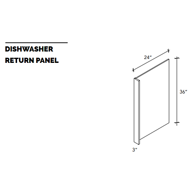 Dishwasher Return Panel - White Shaker - 3"W x 34.5"H x 24"D