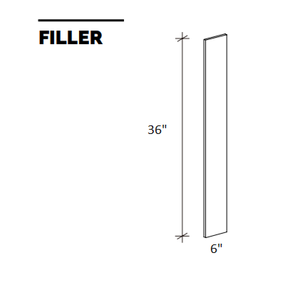 6" Filler Strip - White Shaker - 6"W x 36"H x 3/4"D