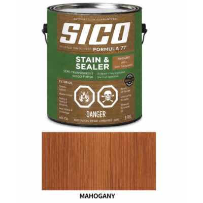 SICO Formula 77 Semi-Transparent Stain & Sealer – Mahogany – 3.78 L