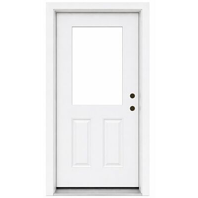 MDW 32" x 80" Steel Exterior Door – Left Hand Inswing – 4 5/8" Composite Frame – 23" x 37" Cut-Out