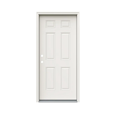 Steel Door 36" Right Hand Inswing Vinyl Clad, 4-5/8" Fame, 6 Panel