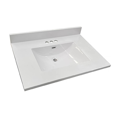 Integrated Cultured Marble Recessed Rectangle Sink 37" x 22" White
