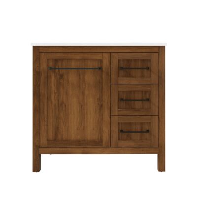 Presenza Arcadia 36" Medium Walnut Bathroom Vanity with Ceramic Top – Single Hole – Pre-Assembled