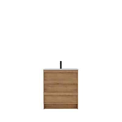Presenza Amara 24" Natural Wood Bathroom Vanity with Ceramic Top – Single Hole – Pre-Assembled