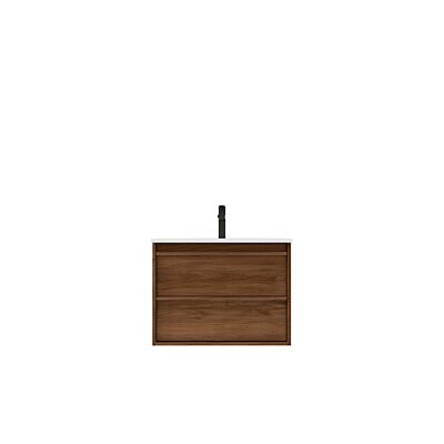 Presenza Vayana 30" Medium Walnut Wall-Mount Bathroom Vanity with Ceramic Top – Single Hole – Pre-Assembled