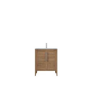 Presenza Terra 30" Natural Wood Bathroom Vanity with Ceramic Top – Single Hole – Pre-Assembled