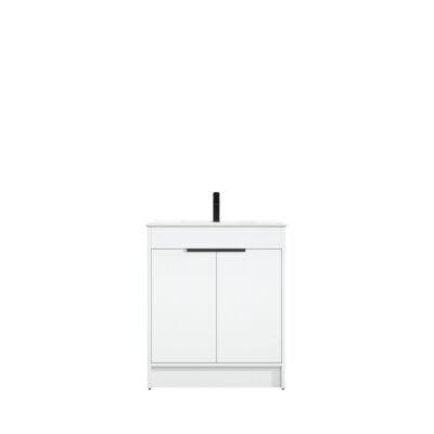 Presenza Holly 30" Matte White Bathroom Vanity with Ceramic Top – Single Hole – Pre-Assembled