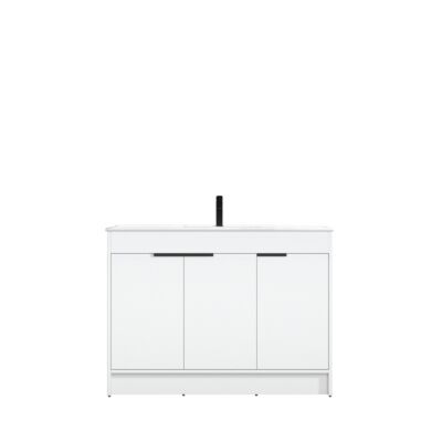 Presenza Holly 48" Matte White Bathroom Vanity with Ceramic Top – Single Hole – Pre-Assembled
