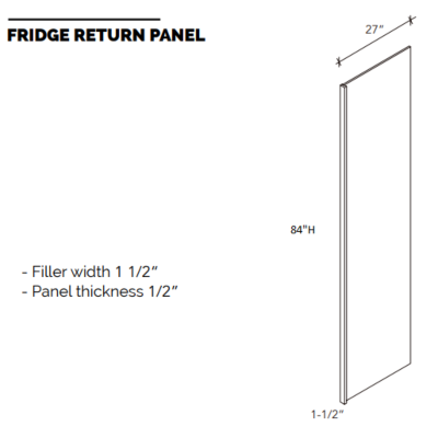 Refrigerator Return Panel - White Shaker - 1.5"W x 84"H x 27"D