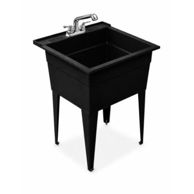 Rugged Tub Classic 24" x 22" Black Polypropylene Laundry Tub – Freestanding