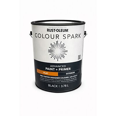 Rust-Oleum Colour Spark Exterior Paint + Primer – Black (Flat) 3.78L