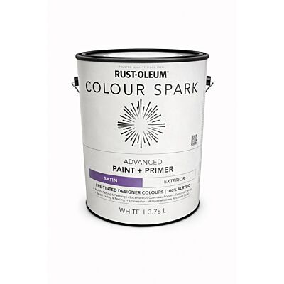 Rust-Oleum Colour Spark Exterior Paint + Primer – White (Satin) 3.78L