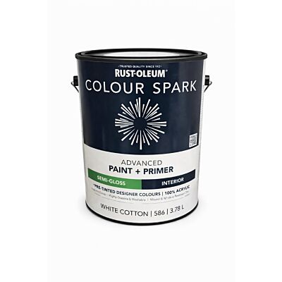 Rust-Oleum Colour Spark Interior Paint + Primer – White Cotton (Semi-gloss) 3.78L