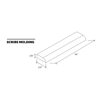 Scribe Moulding - White Shaker - 3/4"W x 96"L x 3/8"D